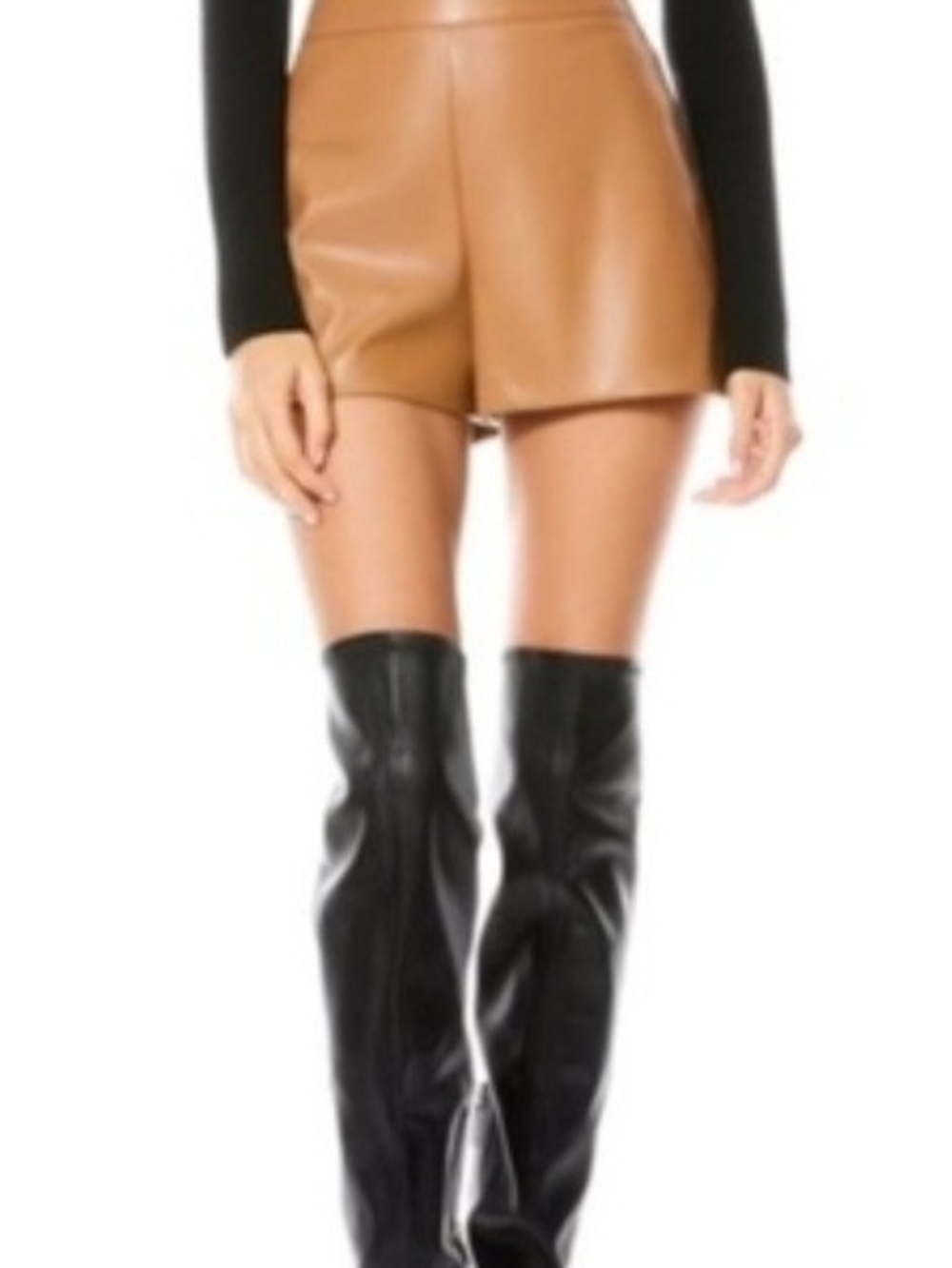 Alice + Olivia Tan Vegan Leather Shorts